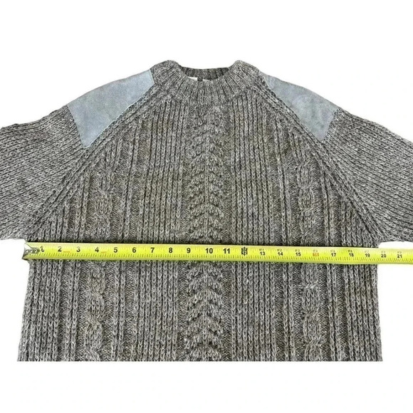Vintage Knitted Sweater | Grey 100% British Wool | Men's Large | Elbow Patches - Picture 14 of 16